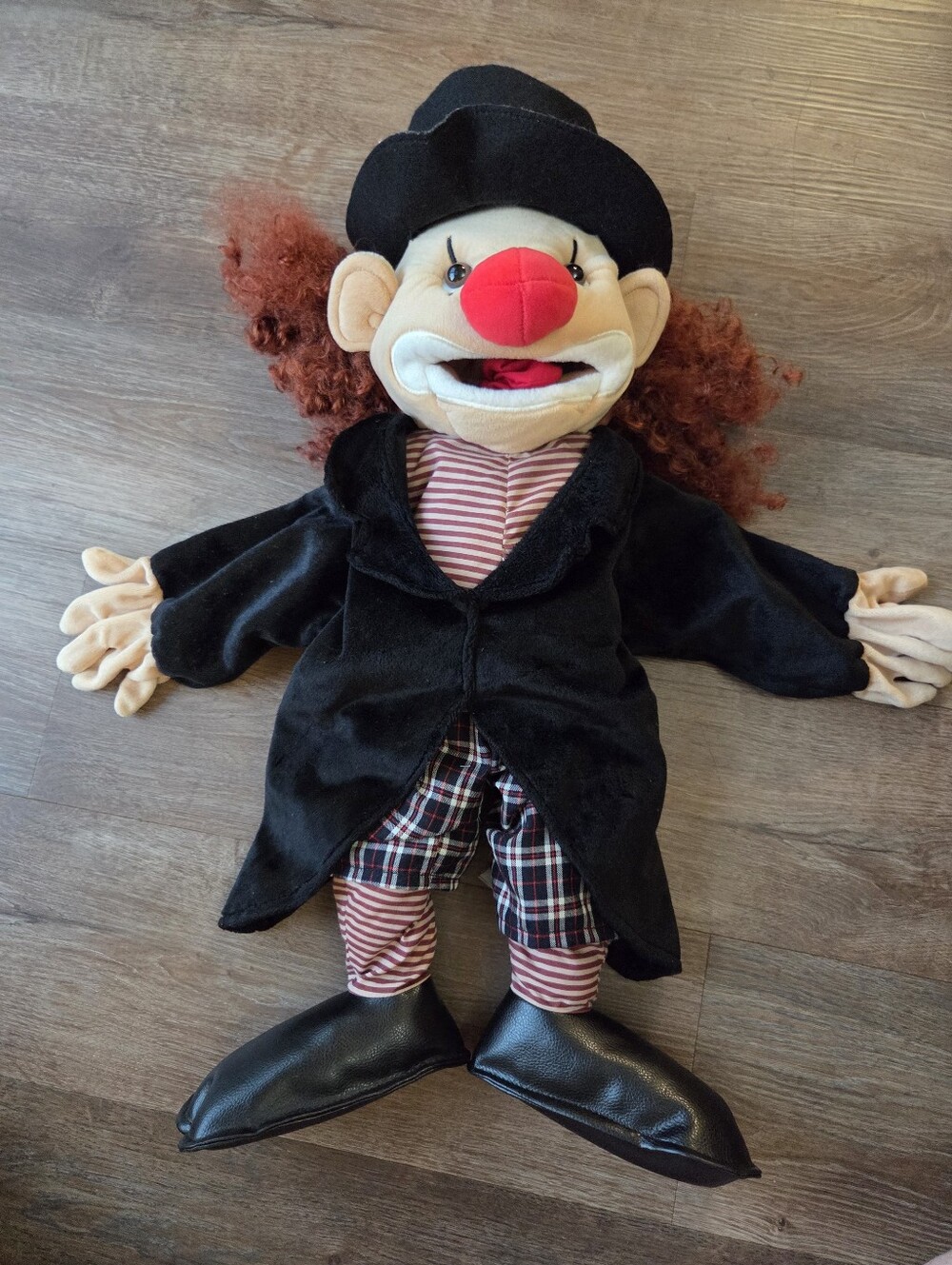 Vintage Folkmanis Clown Mime Hand Puppet Ventriloquist Plush Stuffed Toy